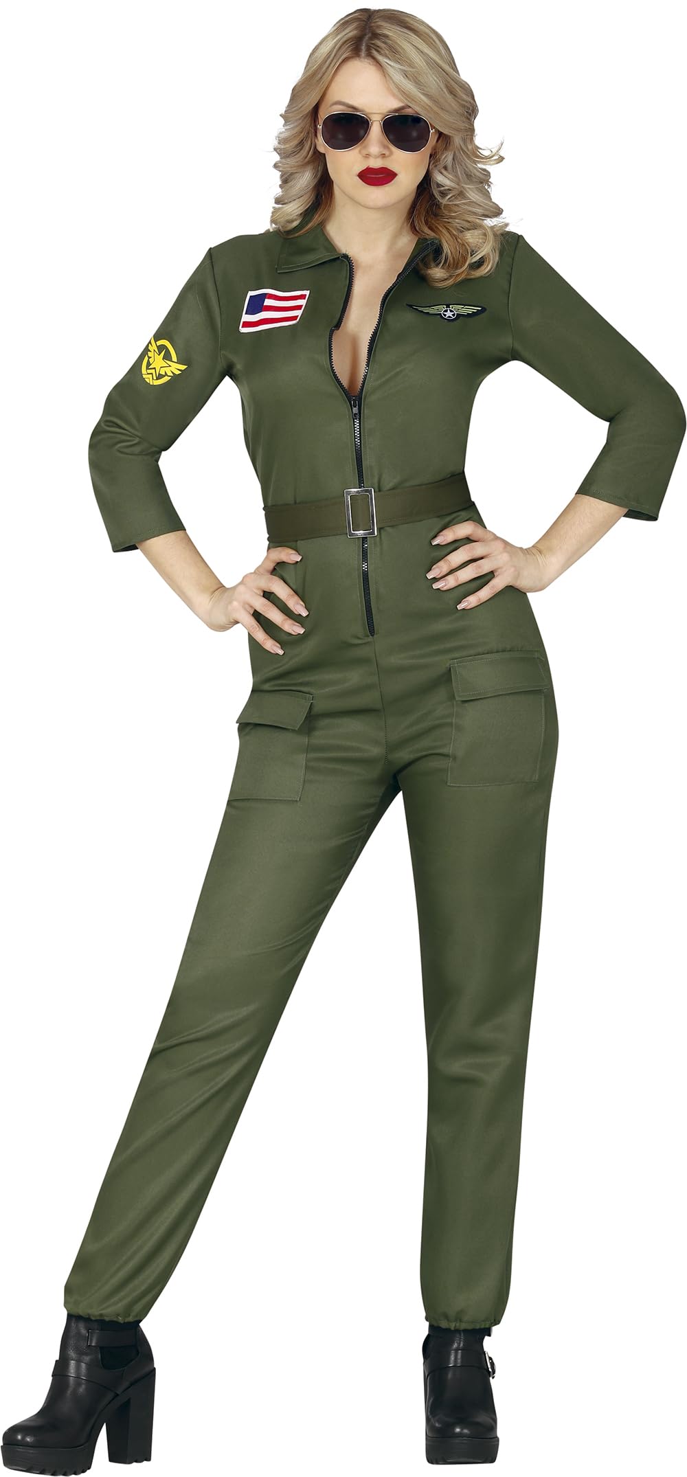 FIESTAS GUIRCA Adult Fighter Pilot Fancy Dress Costume Adult Women Size 10-12