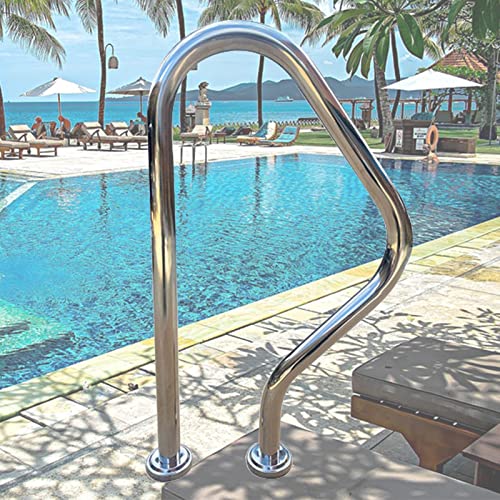 Escalera de piscina con barandilla acero inoxidable 80x22.5x47 cm miniatura 1