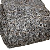 TinaKim Upholstery Fabric, Faux Linen Type Cloth Material, for Chair Sofa Couth Reupholster (Brown, 1 Yard)