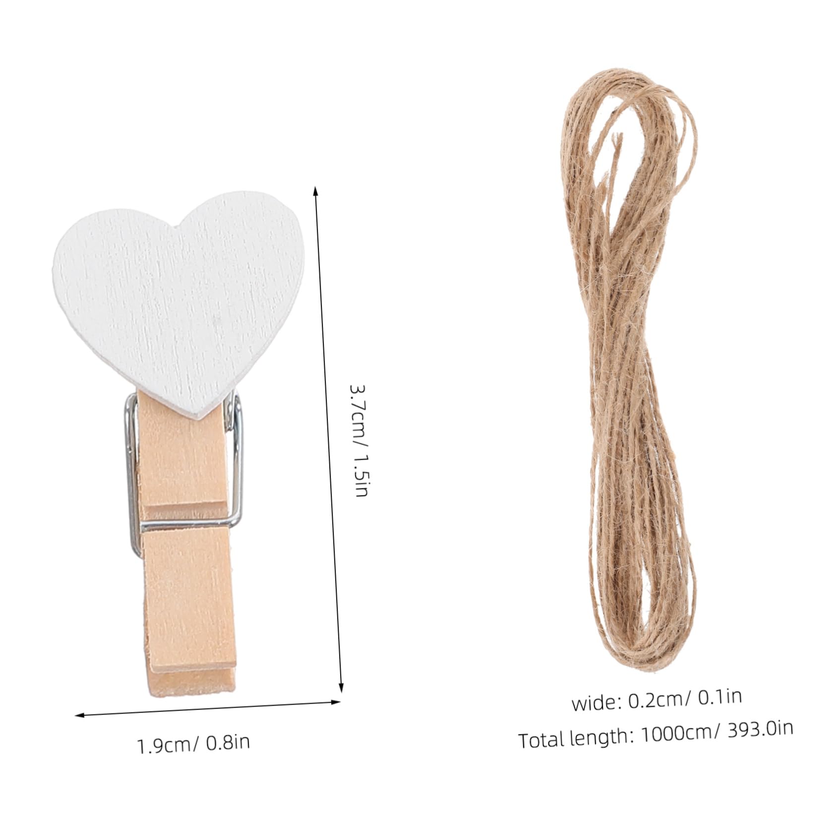 MAGICLULU 5juegos Clips De Madera con Diseño y Cuerda De Yute para Exhibición De Fotos Fiestas y Decoraciones
