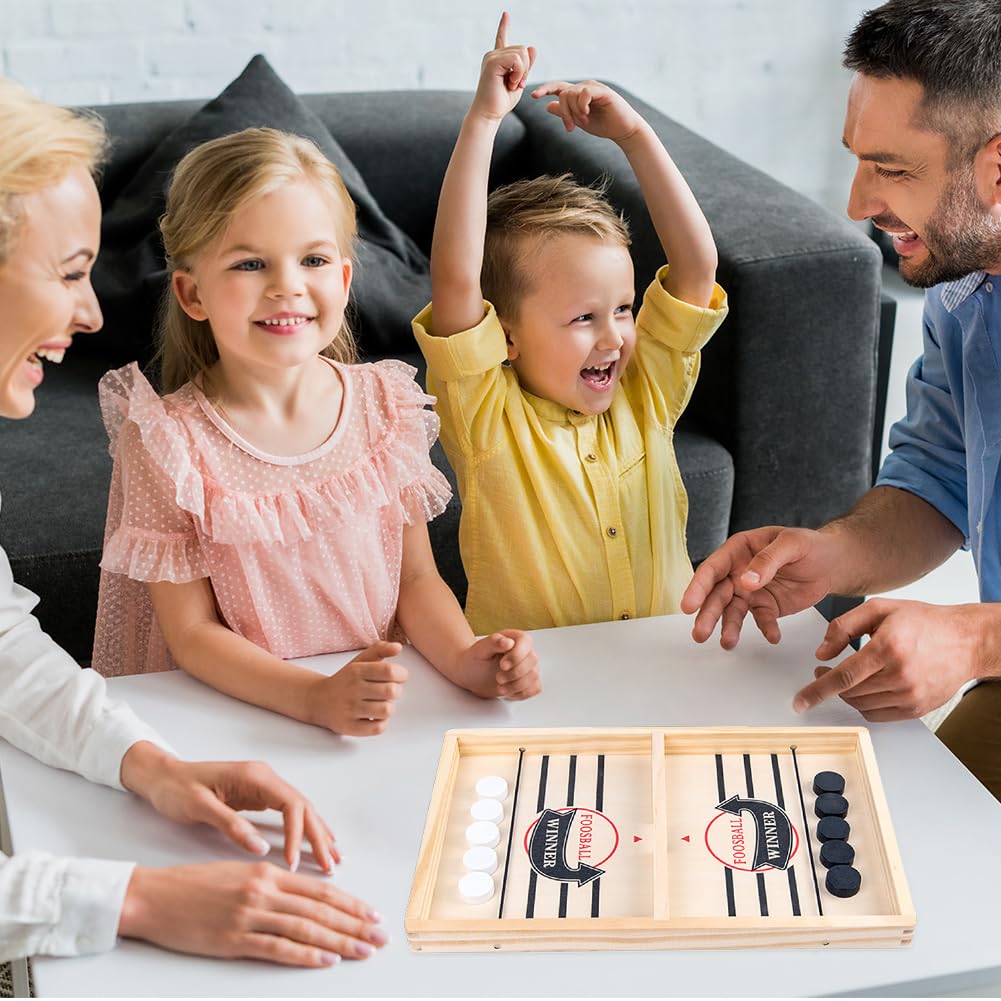 Juego de Mesa de Hockey, Fast Sling Puck Juego Hockey de Madera Niño Juegos de Mesa Portátiles Reuniones Familiares Juego de Mesa Para Juego de Familiares Interactivas Entre Padres e Hijos