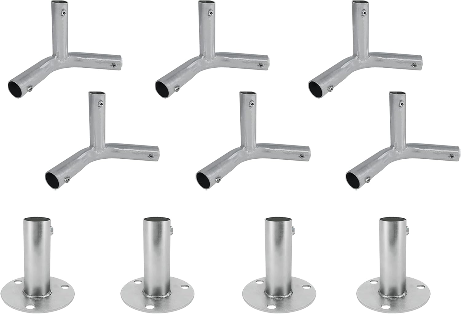 Simond Store Canopy Fitting 3 Way 6 Pc, Footpad 4 Pc, 1-3/8 inch Diameter High Peak Connectors for Carport Frame Boat Shelter Outdoor Canopies Party Tents (4 Leg)