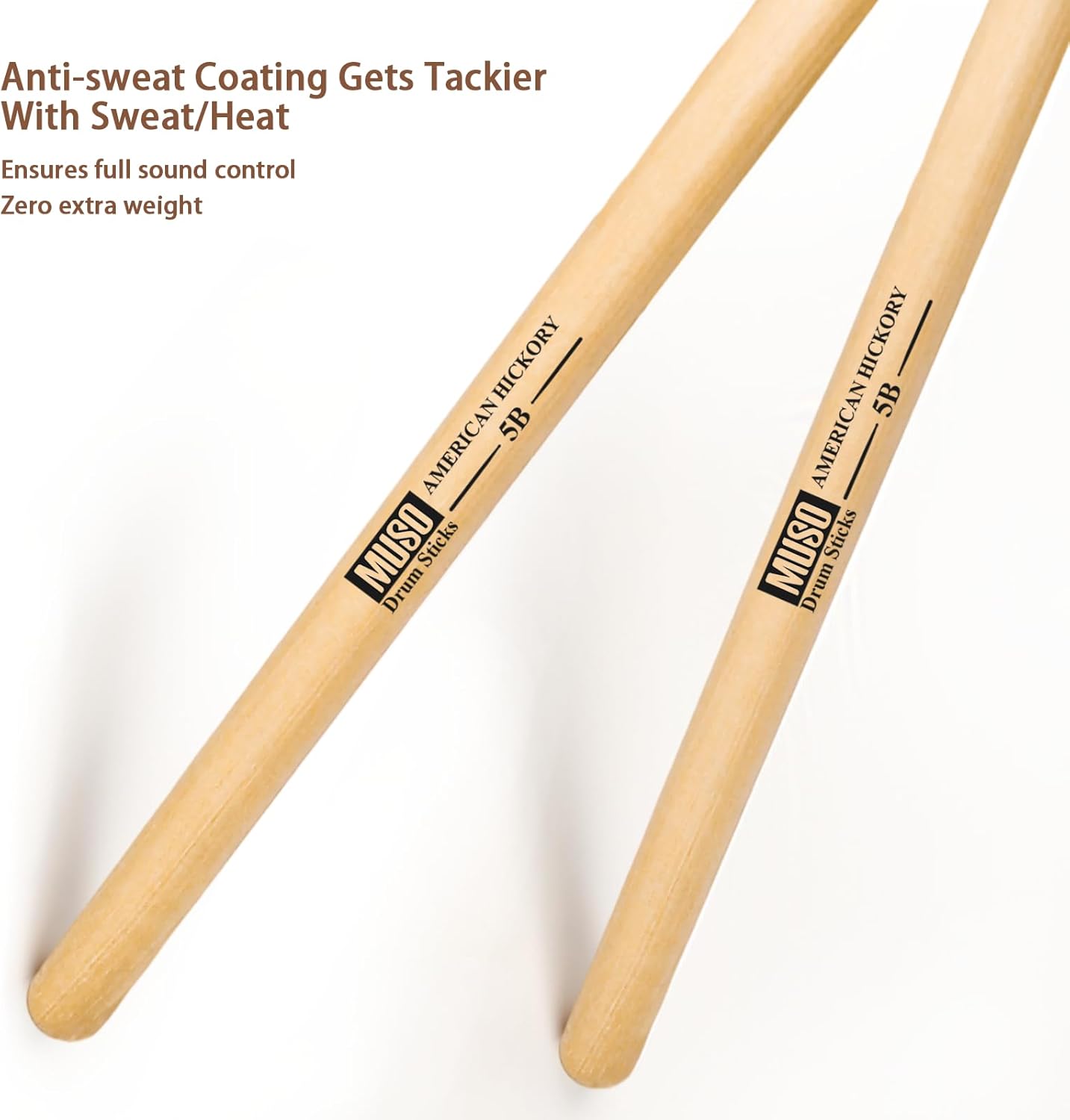 Drum Sticks, American Hickory Drumstick, Drumsticks for Drums, Baquetas para Bateria, Drum Accessories for Drums, 5B Drumsticks (5B-4pack)