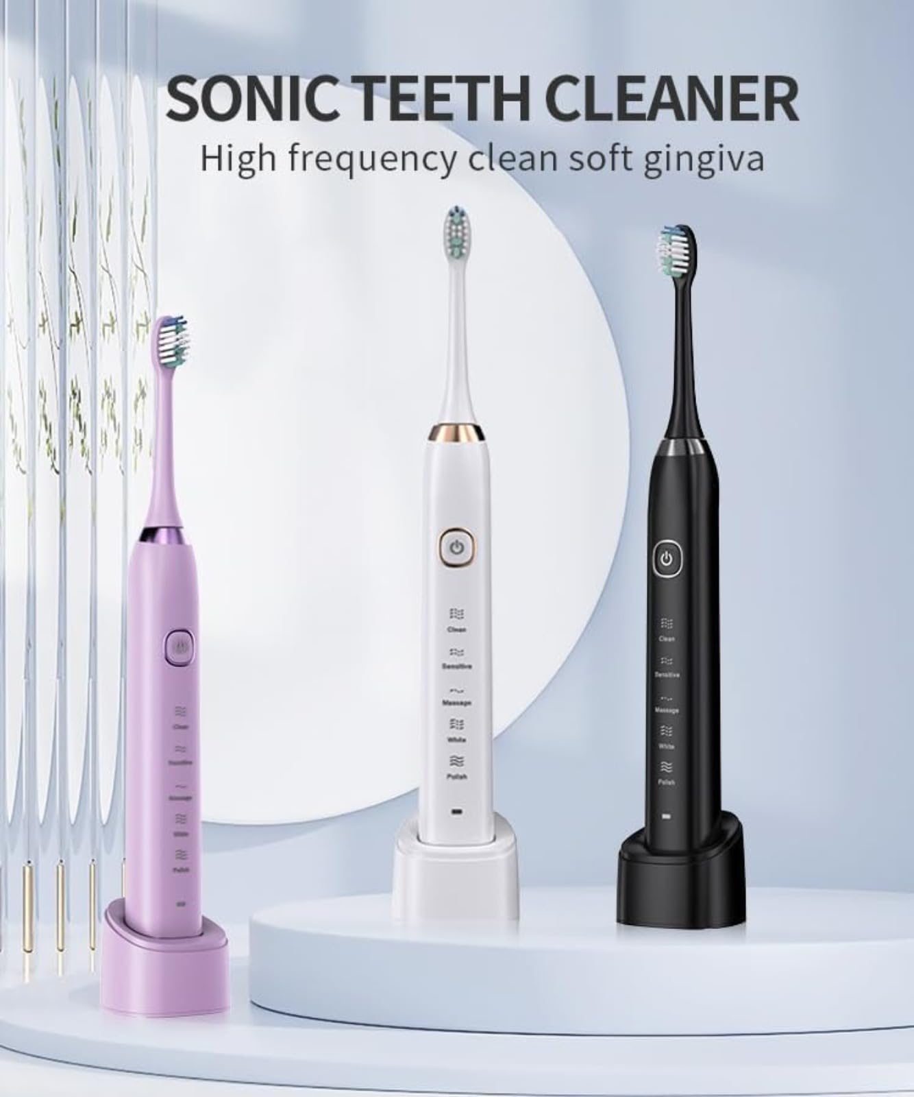 Cepillo de dientes eléctrico Sonic para adultos con 5 modos de limpieza, temporizador inteligente de 2 minutos, batería de larga duración de 60 días, cepillo de dientes recargable con cerdas