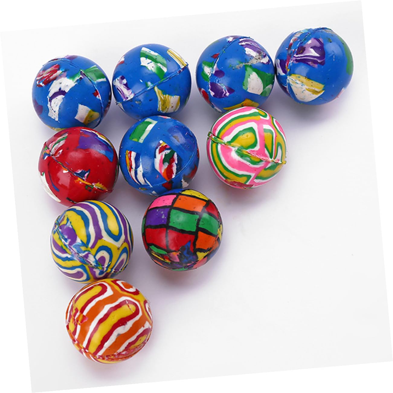 Lurrose 100 Palline di Gomma Elastiche di 32mm per Bambini, Giocattolo Creativo e Sicuro, Perfette per Giochi e Festa dei Bambini Confezione da 100 Pezzi Stili Multipli