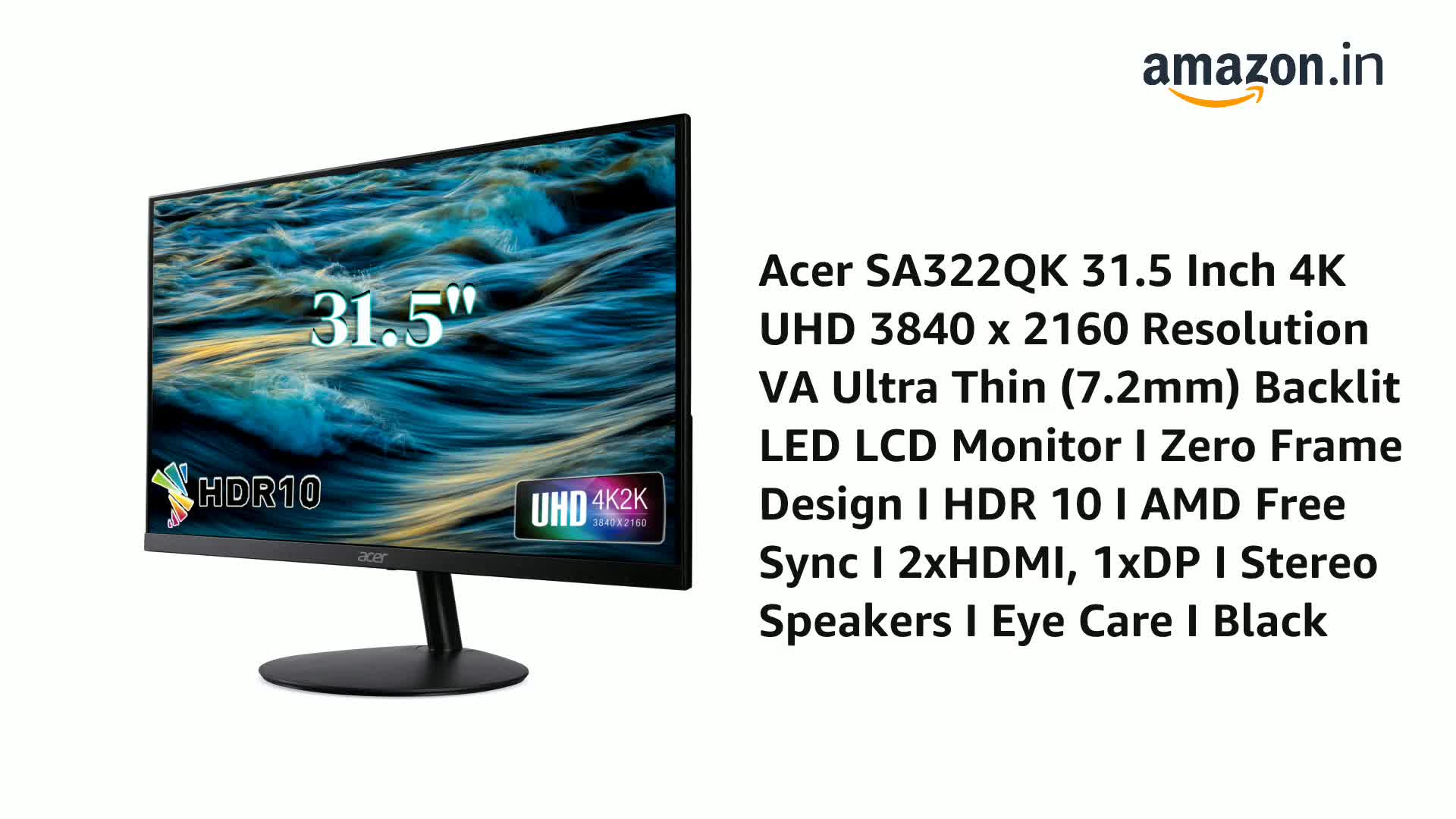acer SB2シリーズ 31.5インチ 4K モニター acer SB2シリーズ 31.5インチ 4K モニター acer SB2シリーズ 31.5