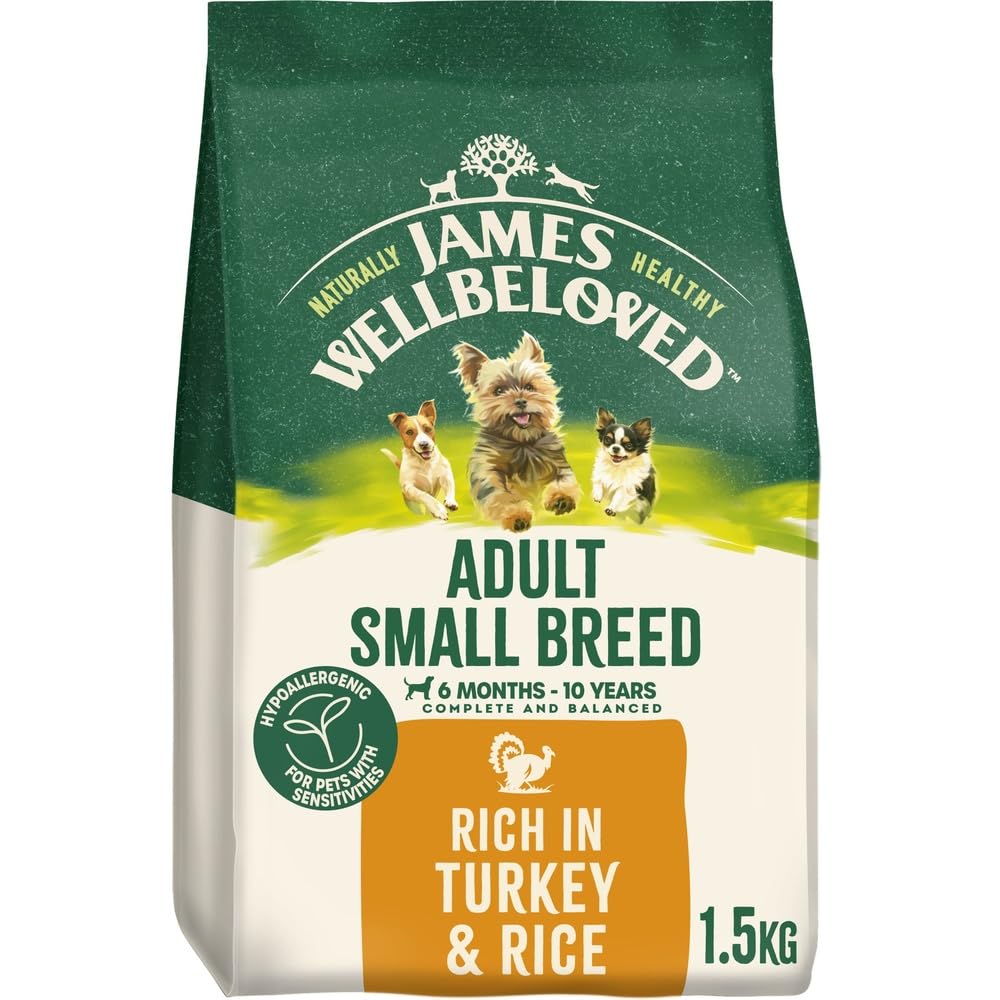 James Wellbeloved Hypoallergenic Dry Dog Food for Adult Small Breed Turkey & Rice 1.5 kg