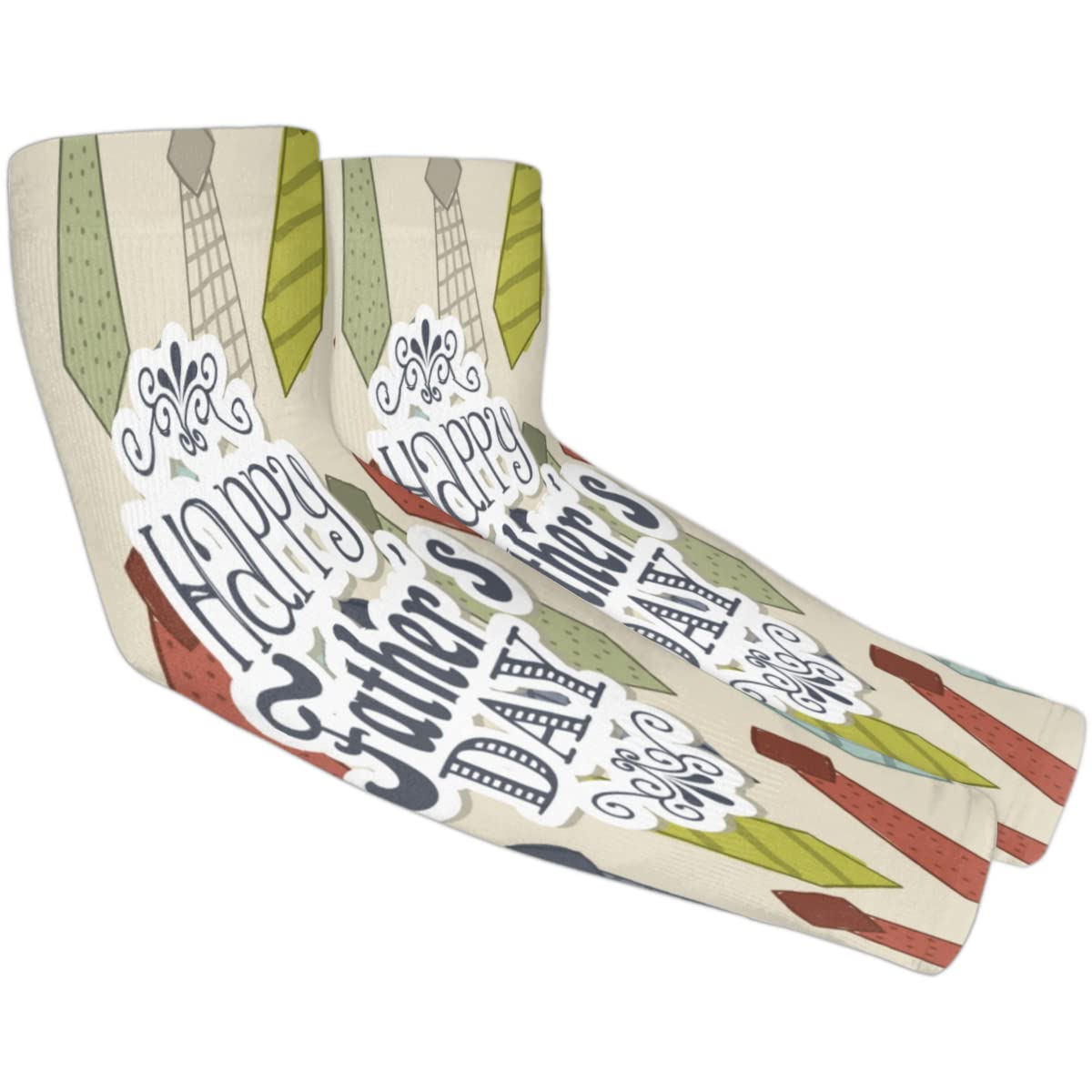 XMNYGJ Father's Day Tie Theme Arm Sleeves with Thumb Hole Gardening Sleeves UV Sun Protection Arm Covers for Women Men Farmer Outdoor Sports Work Running Cycling Hiking