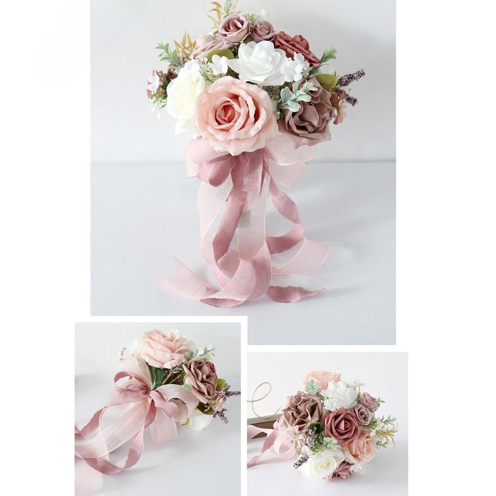 Amazon | シルク製ウェディングブーケ 22cm×30cm 結婚式用人工花