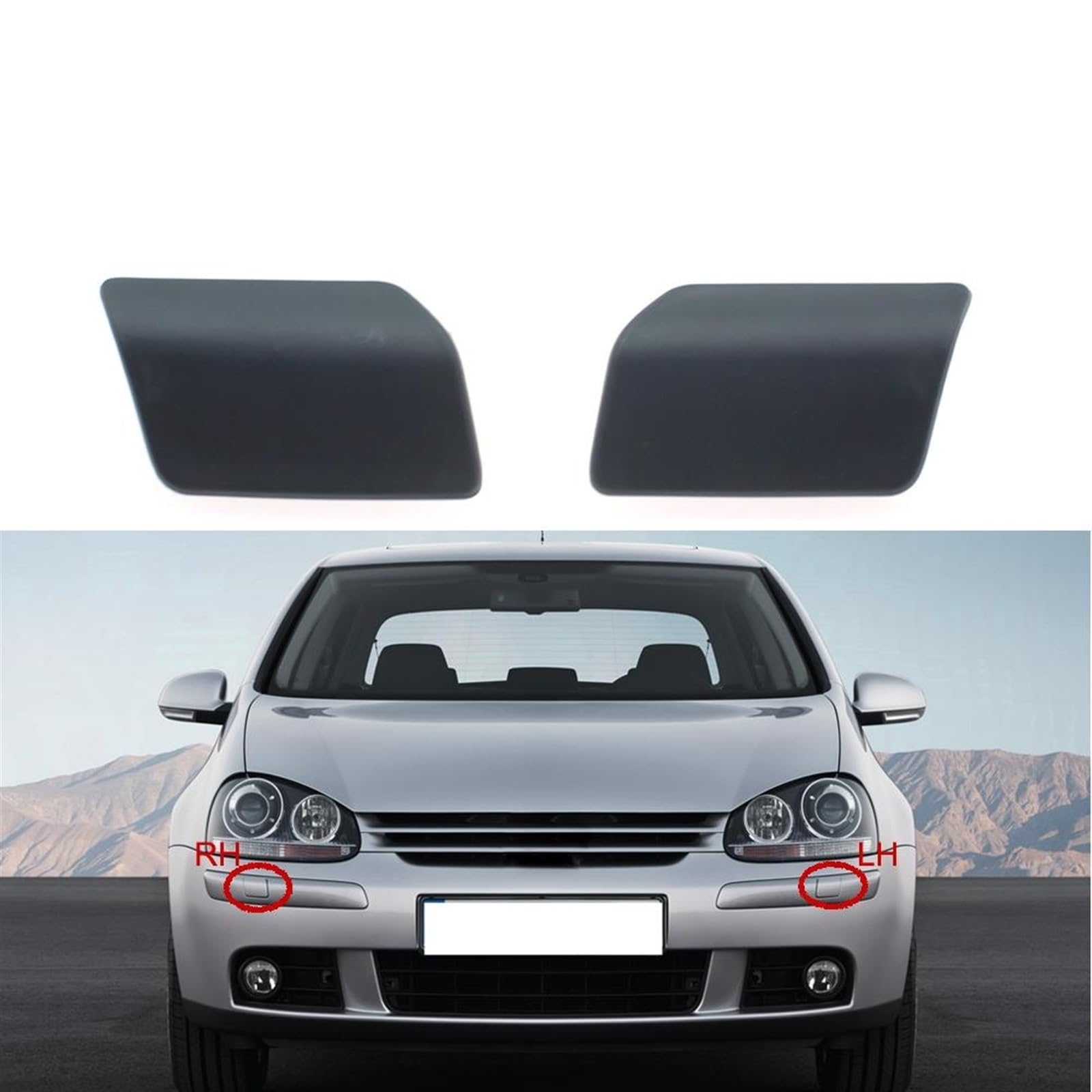 Wivplex For VW, for Golf, 5 AB 2003 2004 2005 2006 2007 2008 Frontscheinwerfer-Waschdüsenabdeckung Scheinwerfer-Sprühstrahlkappe Abdeckung für Scheinwerferreinigungsanlage(SET)