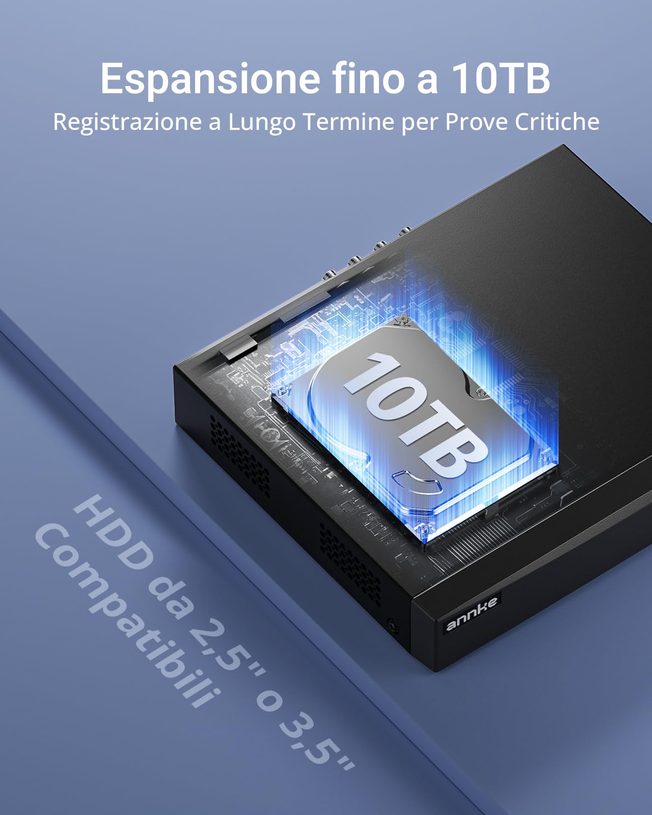 ANNKE 3K/5MP Lite 5 in1 Registratore DVR 4 Canali di Sicurezza con Rilevamento di Persone/Veicoli Supporta 4 Telecamere Analogiche/AHD/TVI/CVI e 1 Telecamere IP, Disco Rigido Non Incluso