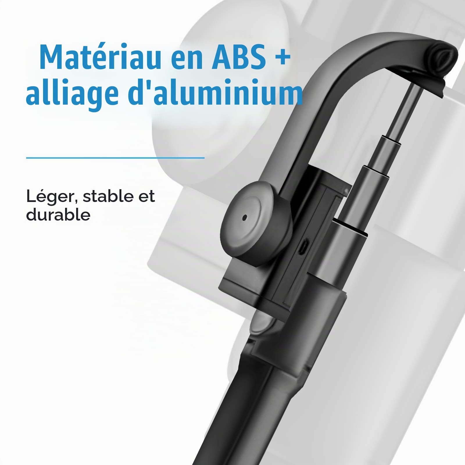 Stabilisateur de cardan pour Smartphone - 1 axe - avec télécommande Bluetooth - Stabilisateur 3-1 pour iPhone - pour Vlogging, Youtube, vidéo en Direct, TikTok, Compatible avec iPhone/Androi (XL)