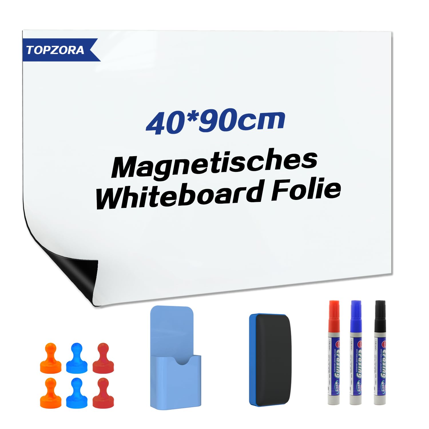 Lavagna Magnetica Bianca 90x40 Cm | Pellicola Autoadesiva Per Parete | Con Pennarelli E Calamite | Per Casa E Ufficio - Foto 12