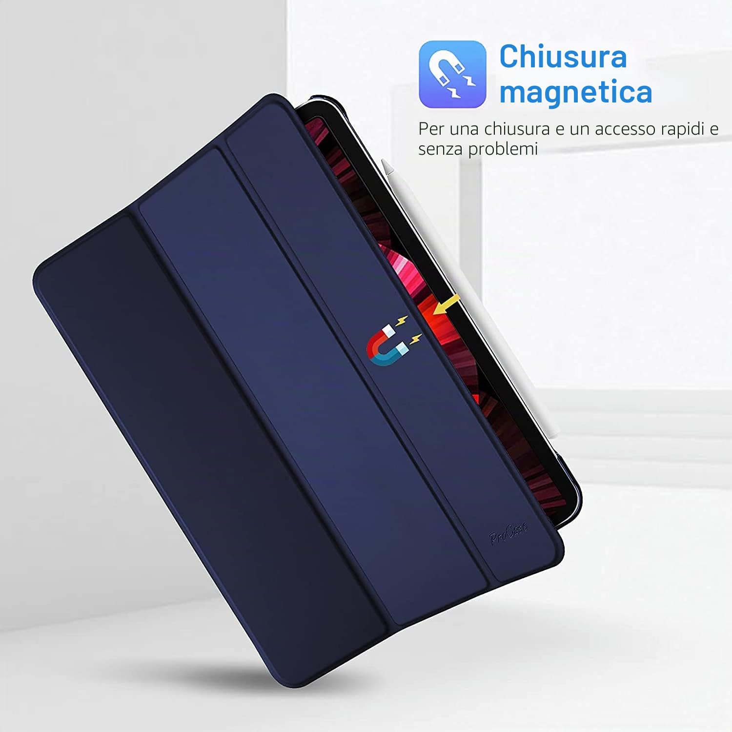 ProCase Custodia iPad Pro 11 2022/2021/2020/2018 Ultra Sottile Leggero Auto Svegliati/Sonno Blu Marino