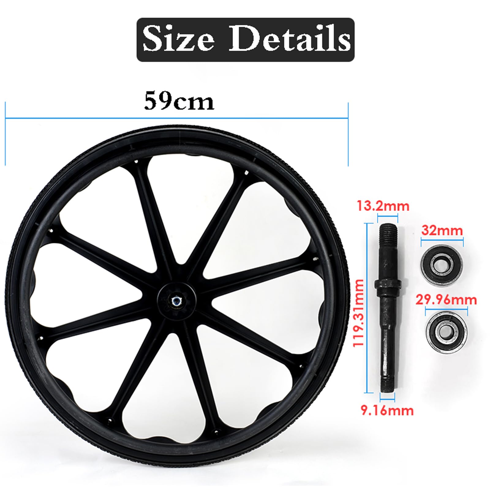 2 Piezas Ruedas Traseras para Sillas De Ruedas,Ruedas De Repuesto para Andadores,2 Piezas Ruedas De Repuesto para Sillas De Ruedas,NeumáTicos Macizos,para Sillas De Ruedas Manual