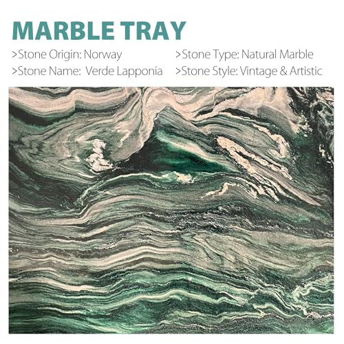 Image of Koville Norway Natural Marble Tray, 12 inchx6 inch Vanity Decorative Tray for Countertop Organizer, Catchall Tray for Perfume, Candles, Jewelry Dish