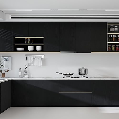 Miniatura 6 de Vinjiasin Papel tapiz para despegar y pegar, papel tapiz negro, papel de contacto de madera negra, autoadhesivo, extraíble, papel de pared de