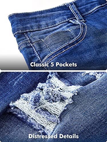 Image of roswear Women's Essentials Ripped Mid Rise Destroyed Skinny Jeans