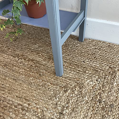 DHAKA - Alfombra pequeña trenzada tejida a mano con yute indio natural, 60 cm x 90 cm Cover