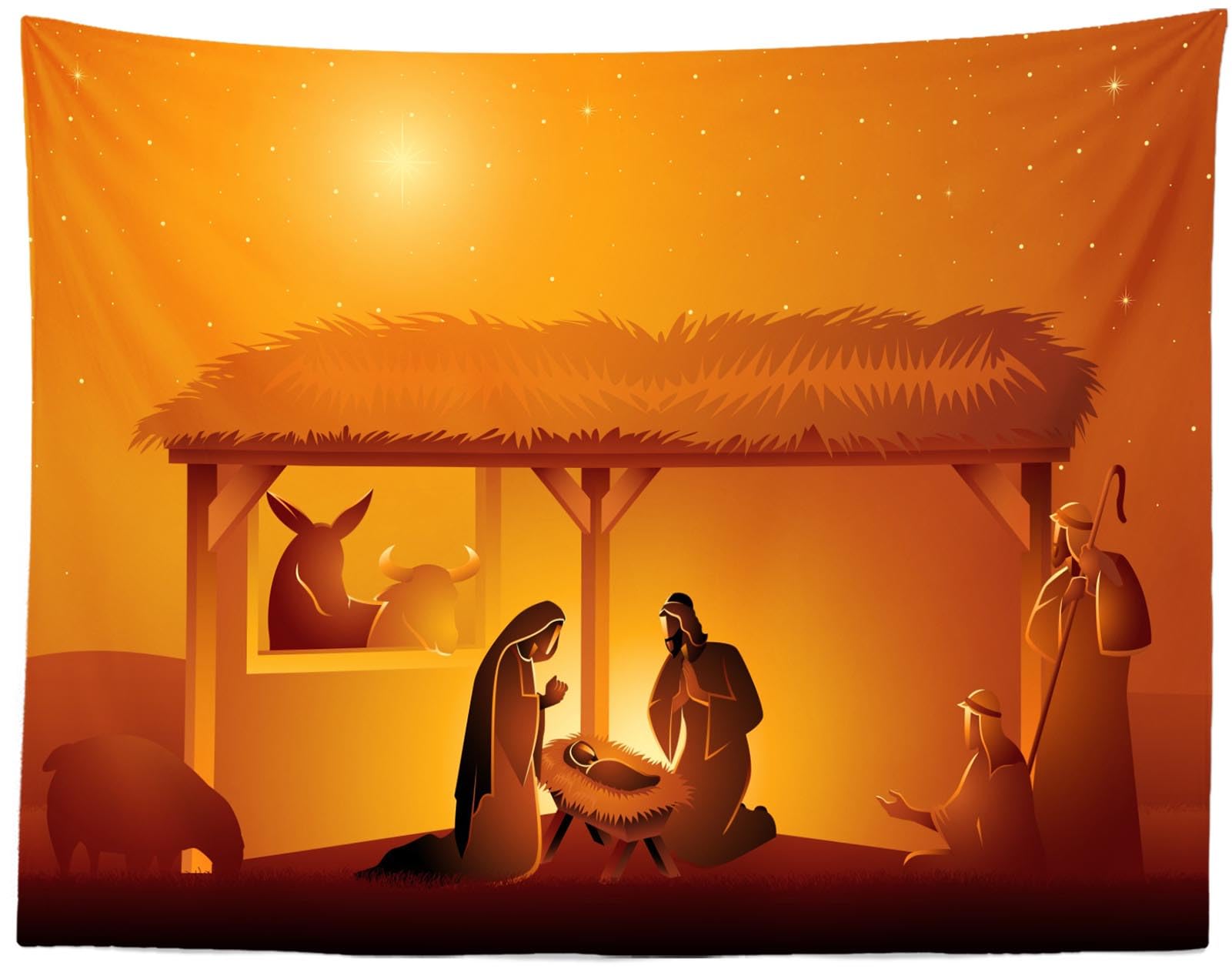 Loccor Toile De Fond Pour Photographie De Crèche De La Nativité 1,5 X 1,2 M, Image Religieuse Chrétienne De La Sainte Famille, Bannière De Noël, Décoration D'intérieur, Séance Photo, Chambre à