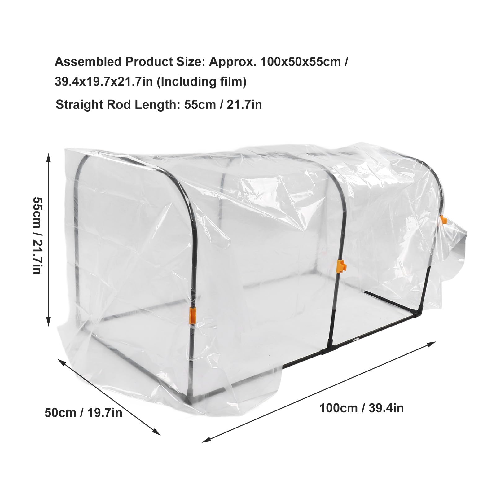 aqxreight Película de Invernadero de Plástico Transparente para Invierno 100x50x5555cm Kit de Invernadero de Jardín con Aros para la Cubierta de la Planta