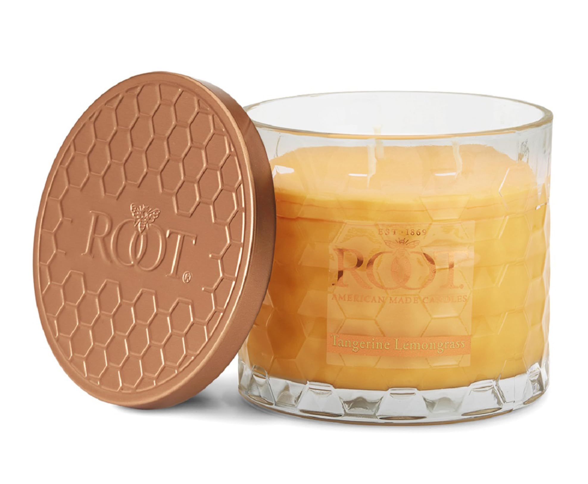 Root Candles Scented Candles Honeycomb Beeswax Blend Premium Handcrafted Candle, 12-Ounce 3-Wick, Tangerine Lemongrass