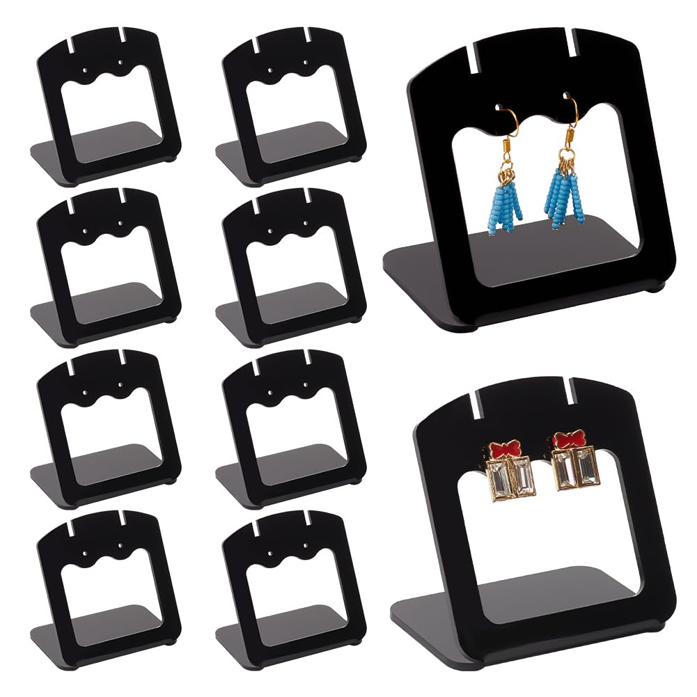 Support de boucles d'oreilles noir au design épuré et stable