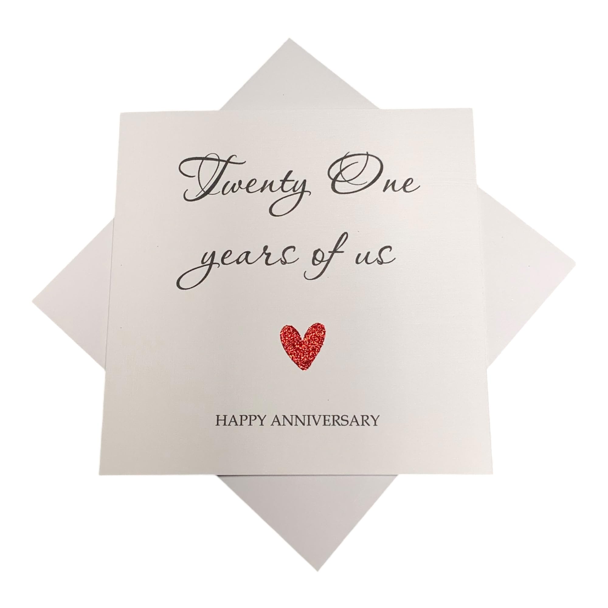 21st Wedding Anniversary Card - Brass 21 Year Twenty First Personalised Gift for Wife Husband Boyfriend Girlfriend Partner - Choose Glitter Heart - Various Designs (Year Of Us)