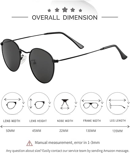 Miniatura 6 de Gafas de sol polarizadas de metal redondas pequeñas para hombres y mujeres, lentes espejadas, gafas de sol clásicas circulares