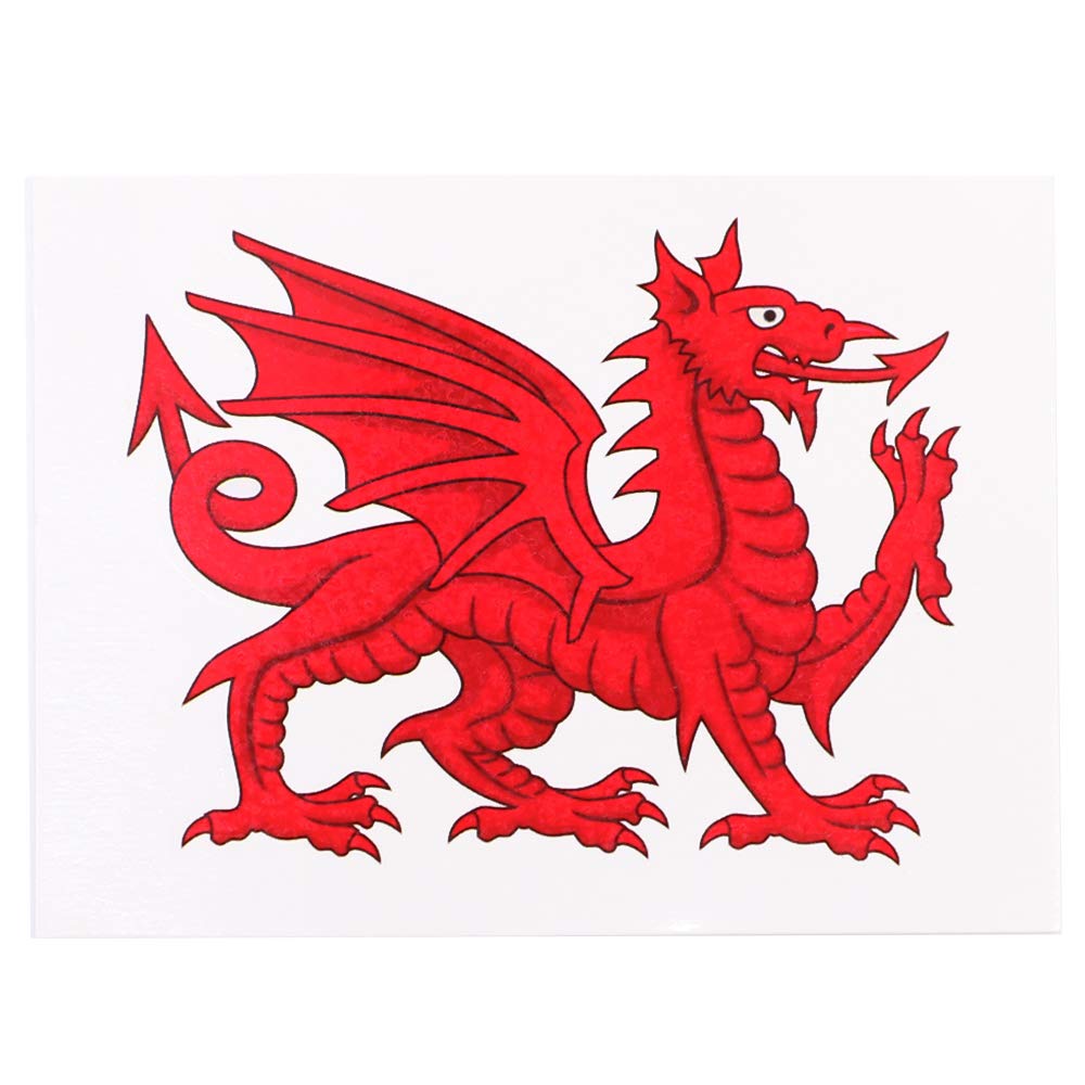 Welsh Dragon Tattoo - Temporary Waterproof Wales Football Rugby Flag/nessa Tv Character Fancy Dress Costume Accessory (Pack of 4)