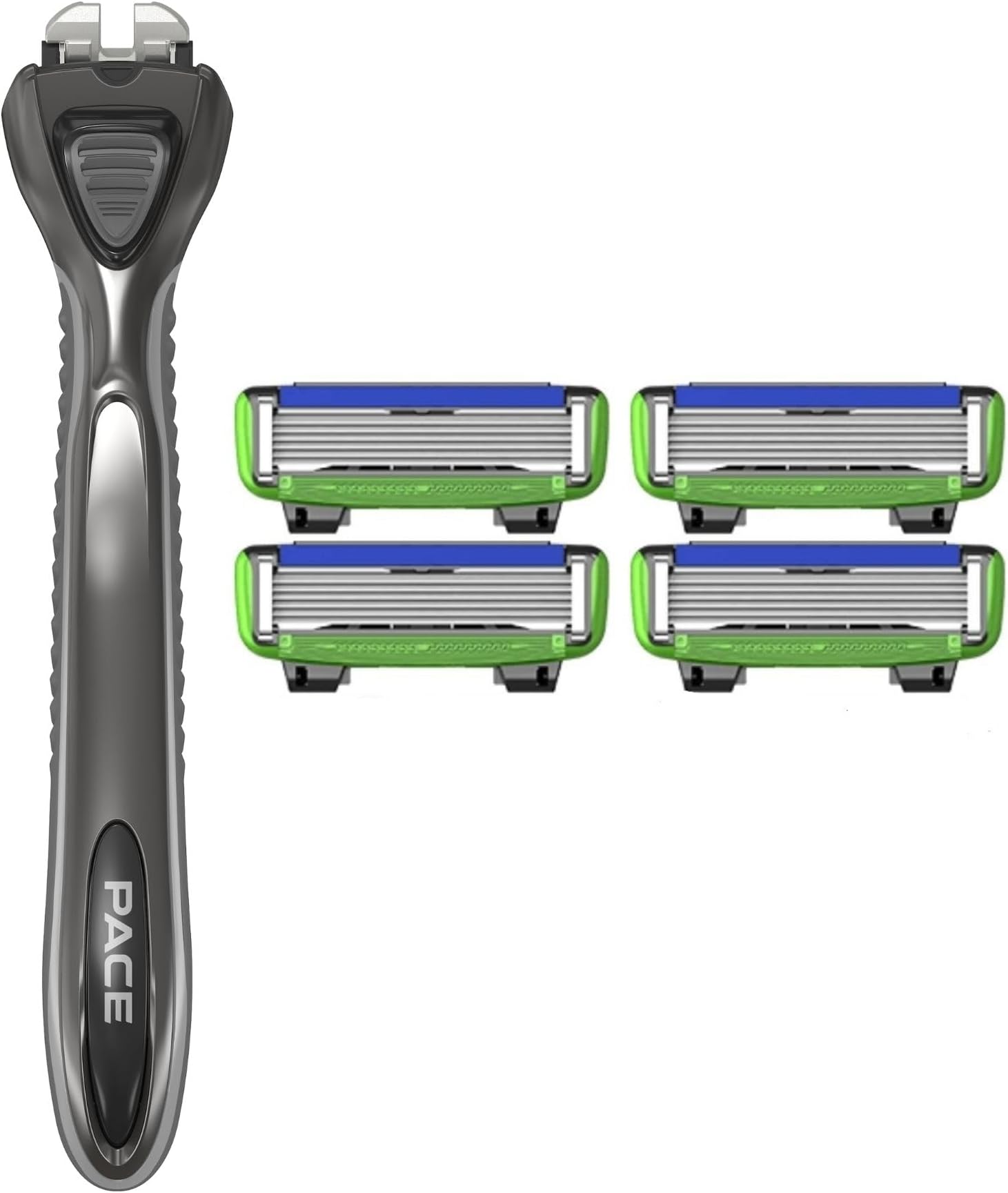 Dorco Pace 6 - Six Blade Razor System with Trimmer (1 Handle + 4 Cartridges)