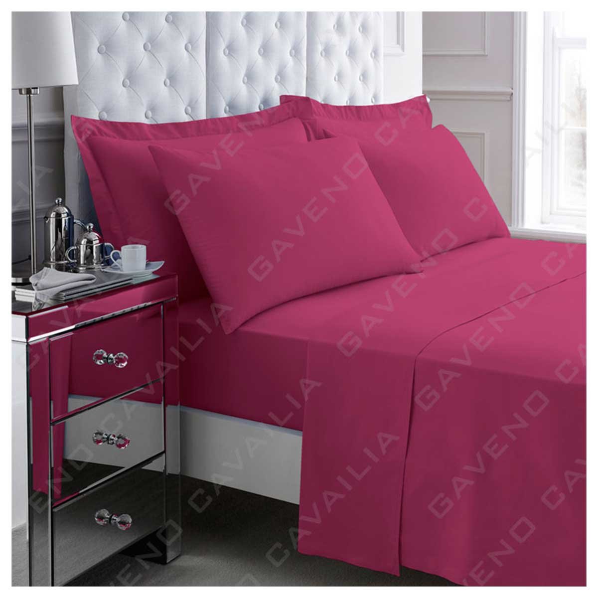 Gaveno Cavalia Luxury NON-IRON POLY COTTON PERCALE FLAT SHEET Fuchsia Double