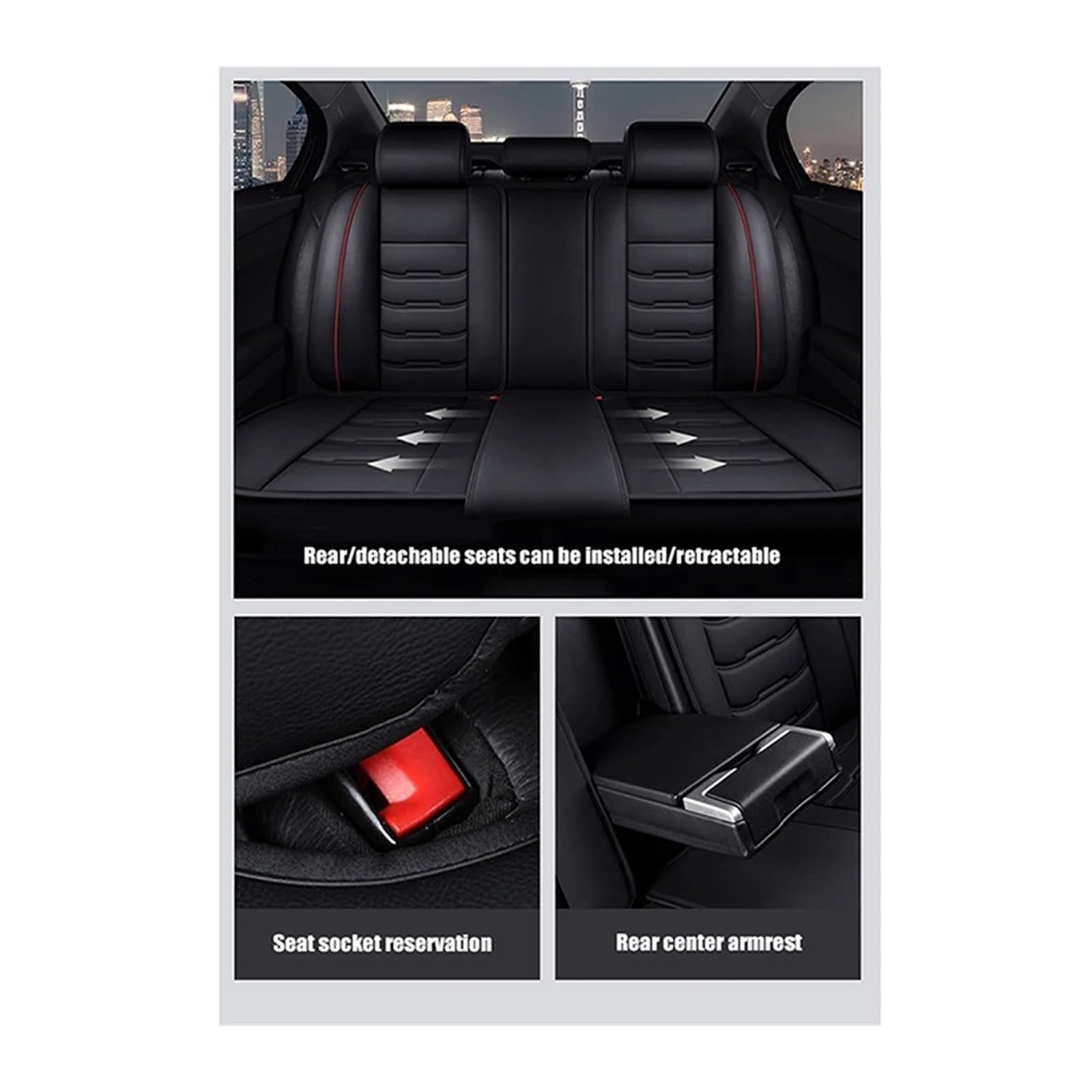 Housse Siège Voiture Cuir pour Tous Les Modèles pour Captur pour Logan pour Kadjar Trafic Scenic Megane Sieges Voiture Couvre(Rear Seat Cover 1)