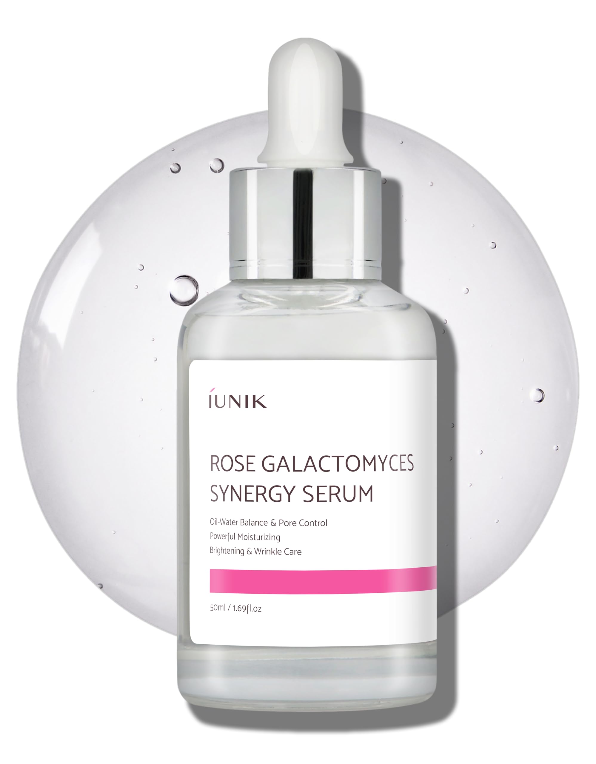 IUNIKRose Galactomyces Synergy Vegan Face Serum 1.69 Fl Oz Naturally Fermented Rose Water Hydrating Ampoule Serum Deep Moisturizing Pore Minimizing Alcohol-free Chemical-free Korean Skincare