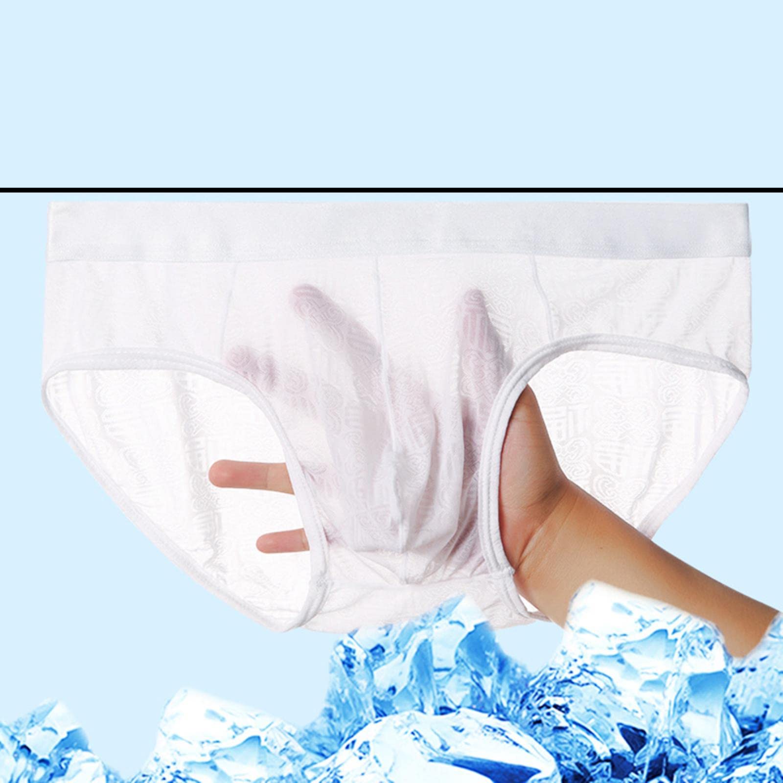 Calzoncillos/slips para hombre súper suaves y cómodos de seda helada con malla transparente, diseño estampado, sexy, exótico y de cintura baja