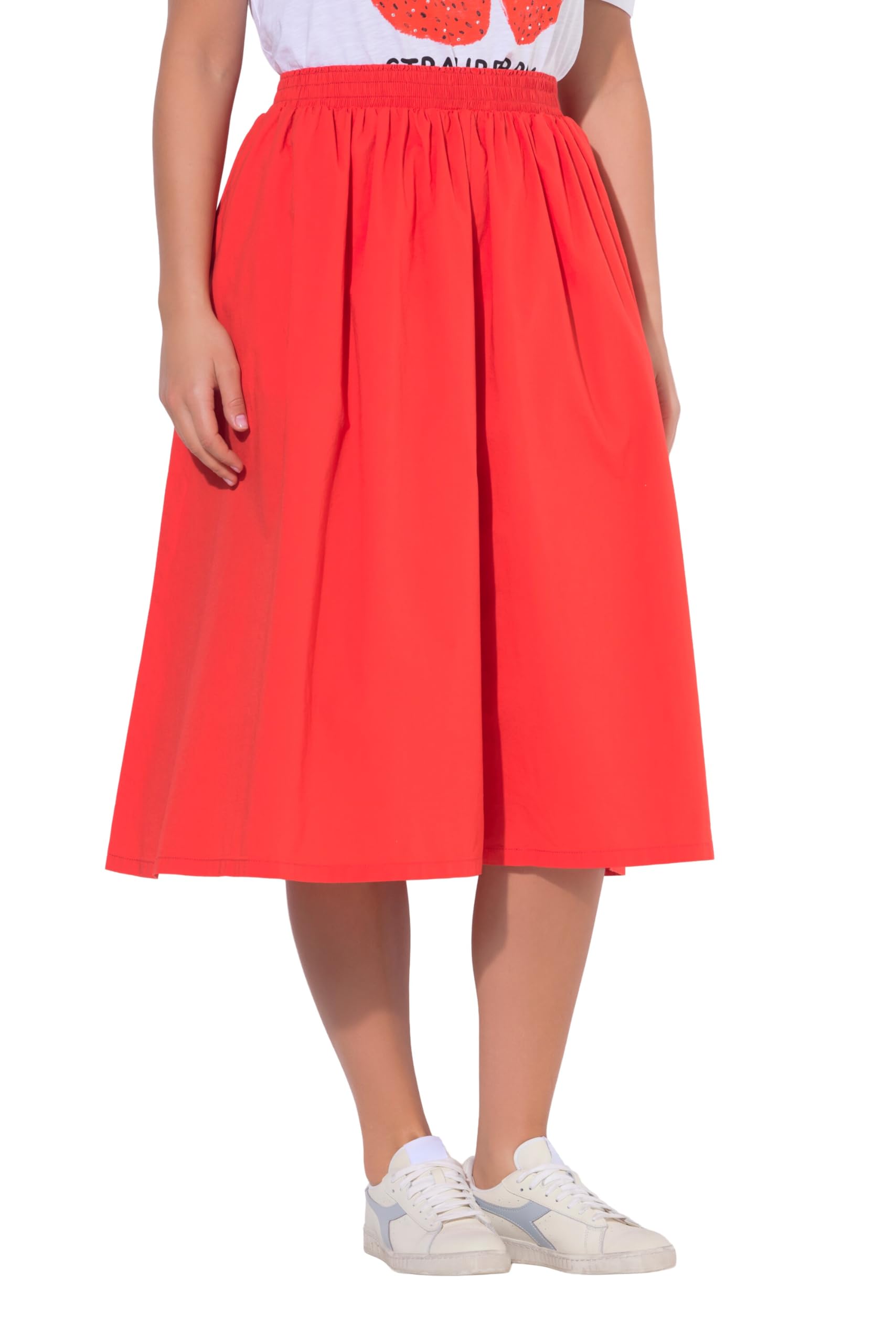 Ulla Popken Damen große Größen Übergrößen Plus Size Midirock, A-Linie, Elastikbund, Stretchkomfort 846942