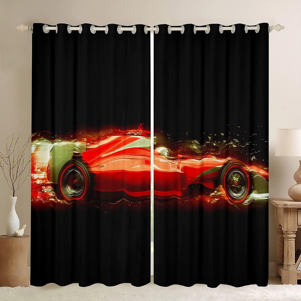 Erosebridal Vintage Race Car Window Treatments,Boys Extrme