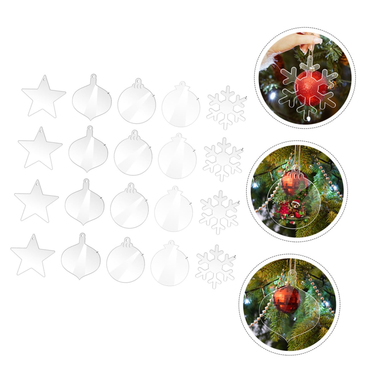 Ciieeo 60 STK Acryl-Schneeflocke Christbaumschmuck Christbaum anhänger Leere weihnachtsverzierungen Weihnachtsbaumschmuck Layout-Zubehör für Weihnachtsszenen Weihnachtsbaum-Anhänger