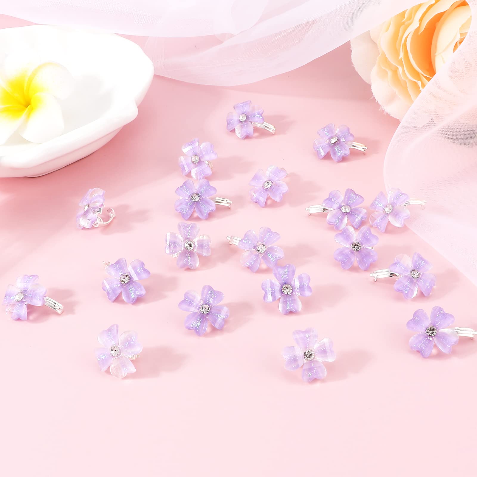 Amazon.com : YISSION 20Pcs Mini Purple Flower Hair Clips  display picture 1