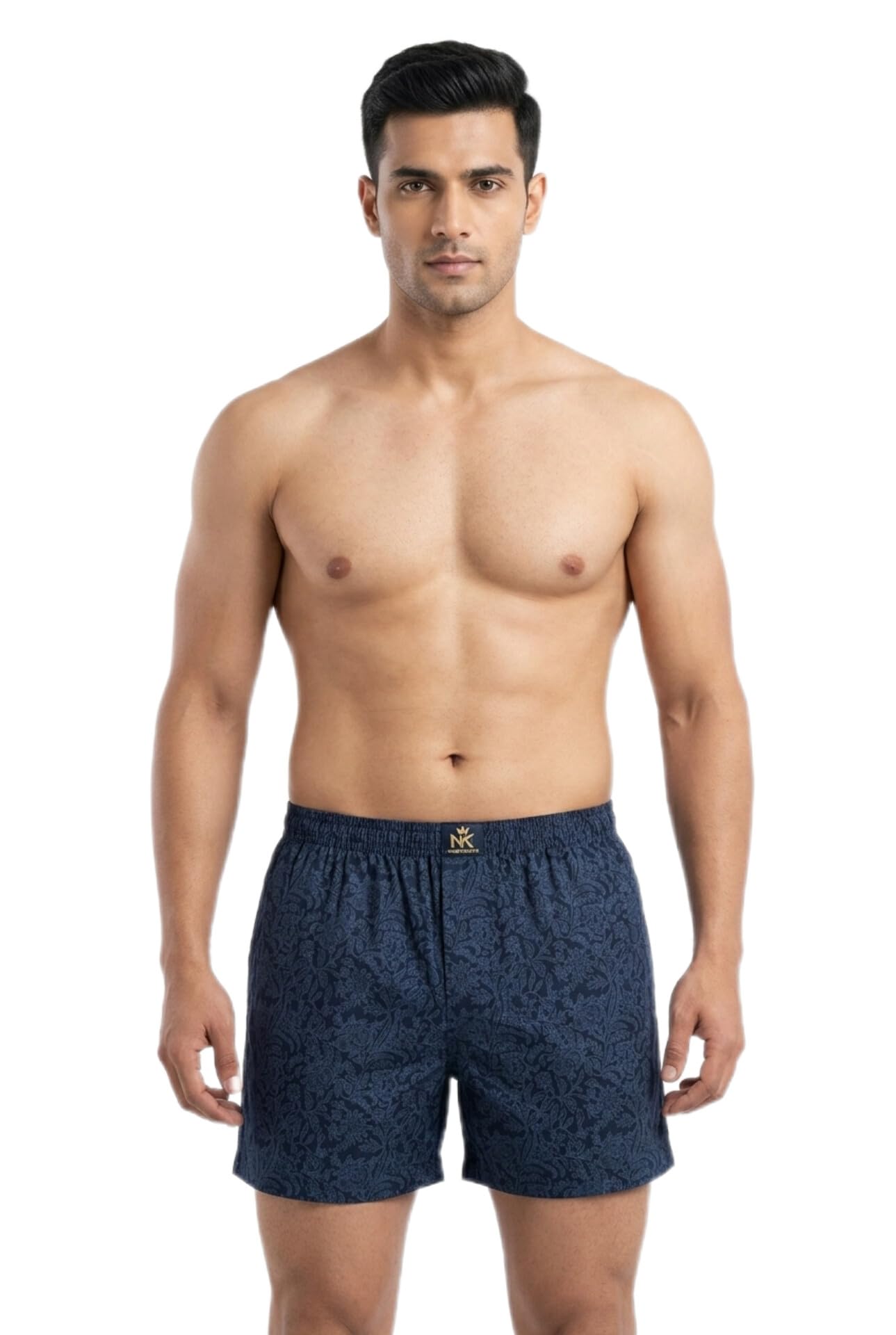 Nomad Knits Men's Boxer Shorts - Navy Blue Dogital Print-100% Cotton, Two Side Pockets with Chain, Soft Elastic Waist Band for Comfort Fit and Trendy Prints.-image-45