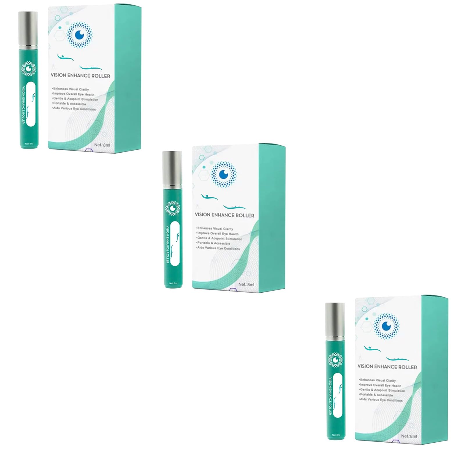 Enhance Eye Roller for Women & Men, Relieves Tired, Dry & Puffy Eyes - Improves Eye Comfort, 8ml Eye Massage Roller (3PC)