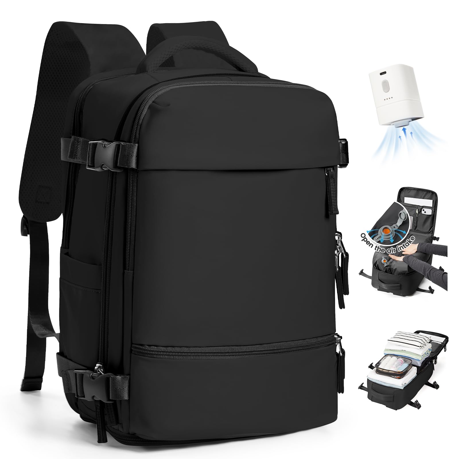 SZLX Zaino Ryanair 40x30x20 Sottovuoto con pompa Zaino da Viaggio 40x30x20 Ryanair Wizzair Bagaglio a Mano 40x20x25 Donna da impermeabile Zaino Casual Laptop da 14 Pollici con Scomparto per Scarpe