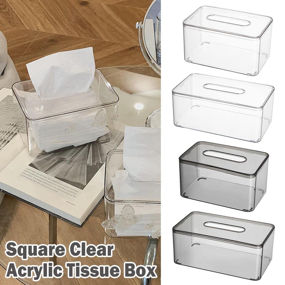 Grande Boîte à Mouchoirs Carrée Acrylique Transparent - Distributeur Tissus Salle De Bain Cuisine Voiture