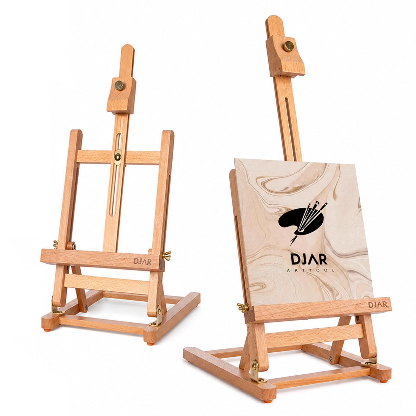 25" Mini H-Frame Caballete de Arte, Ajustable de madera de haya caballete de sobremesa de madera para la pintura, la pintura portátil de visualización de dibujo de pie para adultos, natural