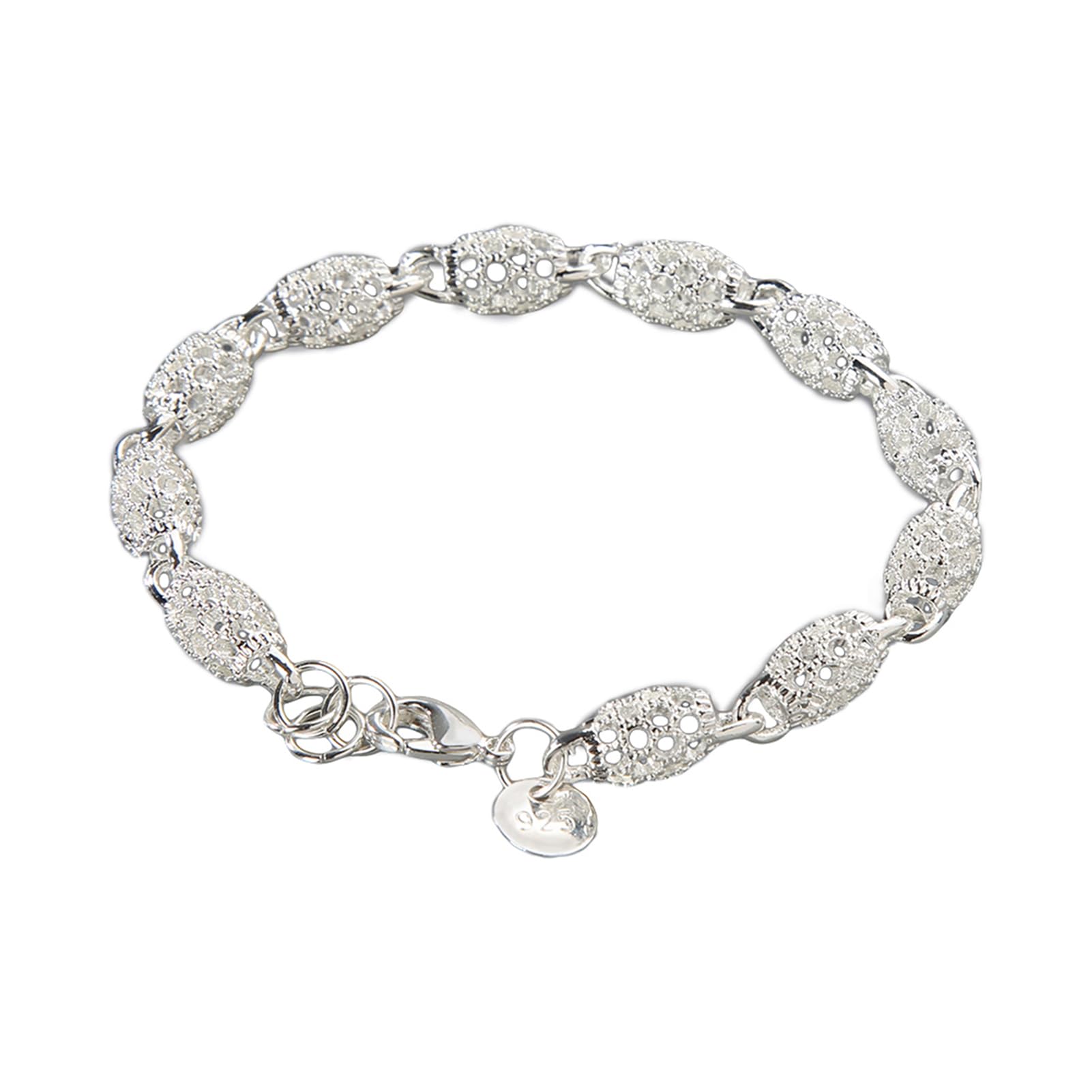 Bracelets braclets 925 Sterling Silver Bracelets Fashion Vintage Couples Hollow Wavy Design Bangles Party Jewelry Bangle