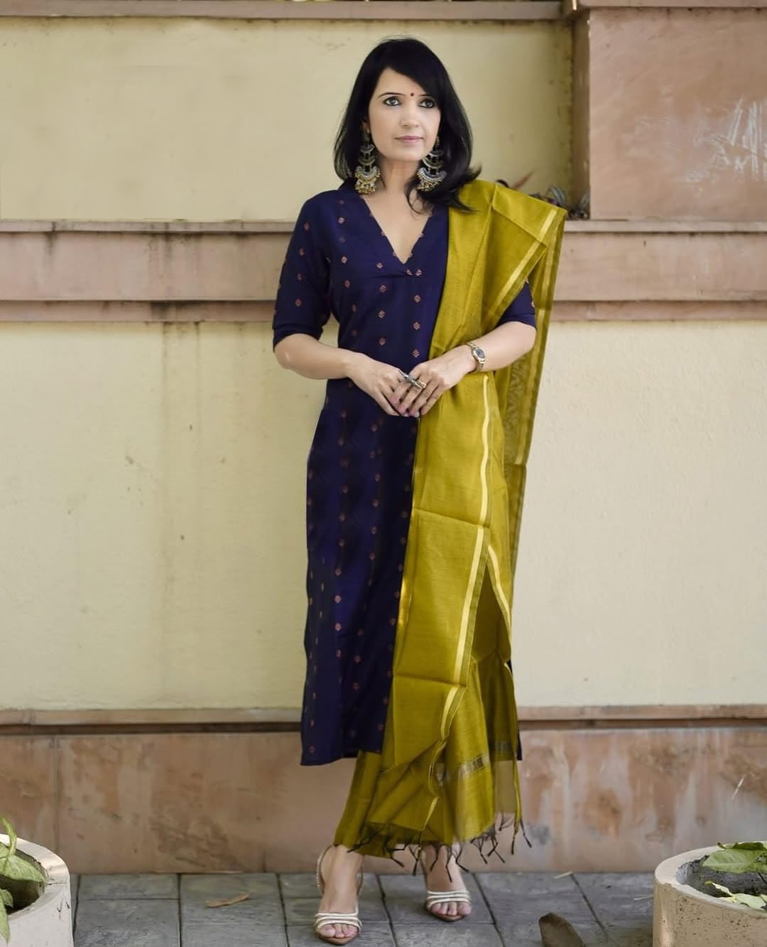 GoSriKi Women's Rayon Viscose Printed Straight Kurta with Pant & Dupatta (SDF Blue-VKS01-GS_M_Blue_Medium) - Image 7 thumbnail