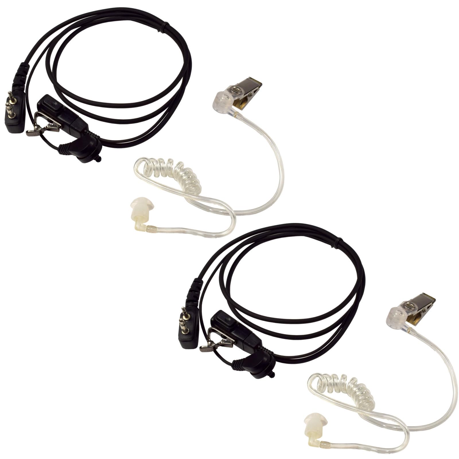 HQRP2-Pack 2 Pin Acoustic Tube Earpiece Headsets Mic Compatible with Ritron JMX-144 / JMX-146 / JMX-152 / JMX-441 / JMX-444 / JMX-446 / JMX-452