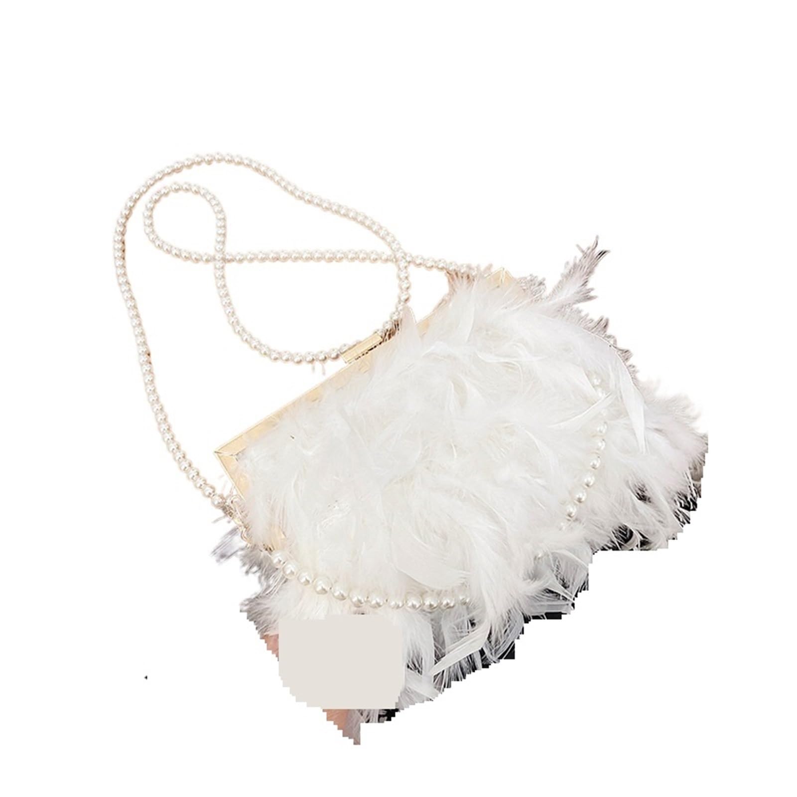 Bolso fiesta Bolso de hombro con cadena y plumas, elegante bolso mano for mujer, for fiesta noche, asa