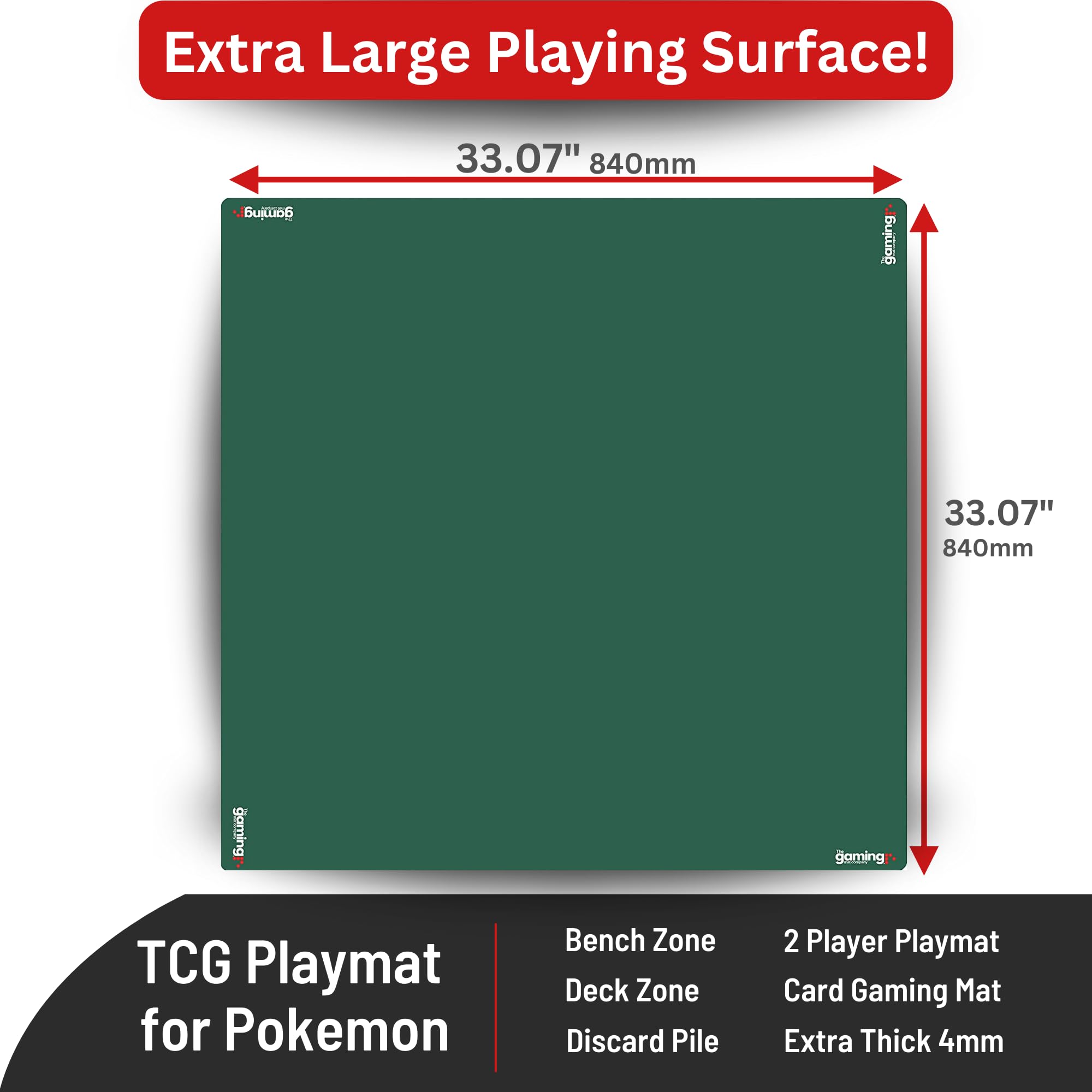 The Gaming Mat Company Tapete de Mesa de póquer, dominó, Puente y Mahjong, Color Verde, 33 x 33 Pulgadas, Cubierta de Mesa icubierta de Mesa Impermeable para Juegos