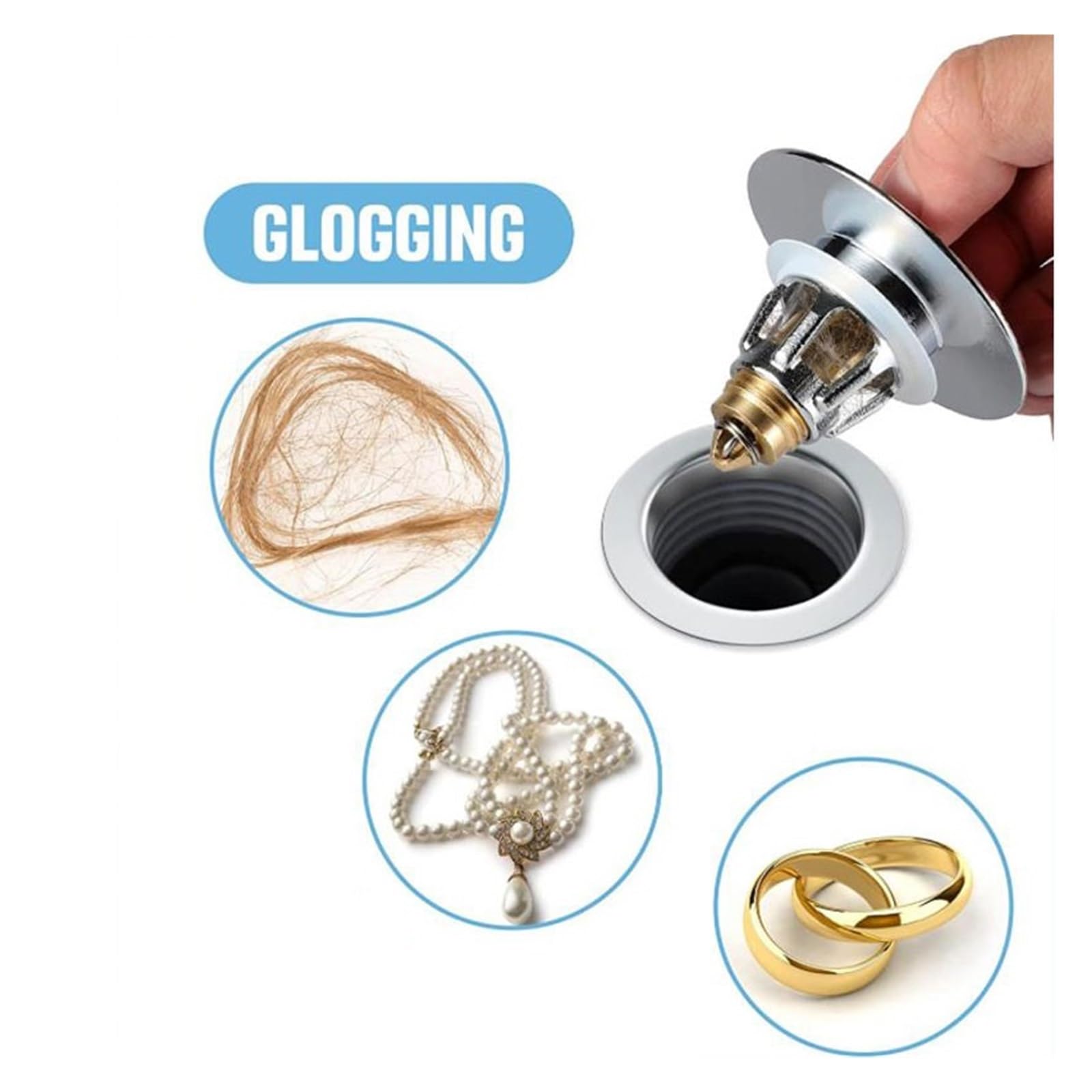 Adatto per tappo universale per lavandino del bagno, filtro pop-up per lavello da cucina e doccia (1 pezzo)